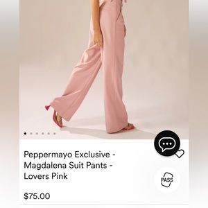 Peppermayo Lovers Pink Trousers, Size US 4, brand new never worn